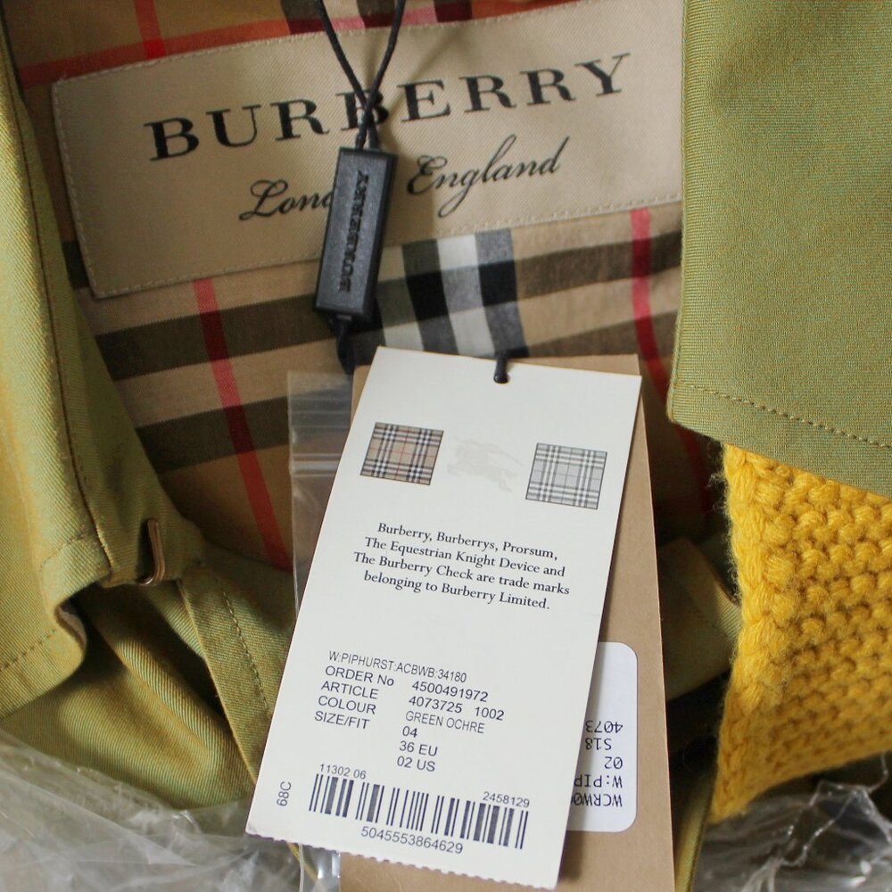 NWT Burberry Trench Coat, US 2 | Contrast Knit, Designer London Heritage Style - Picture 5 of 16
